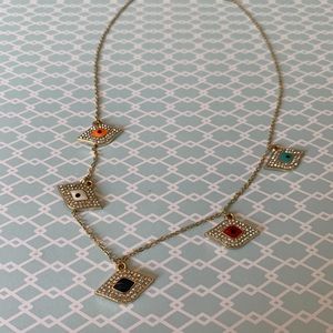 Express Multicolored and Gold Evil Eye Necklace